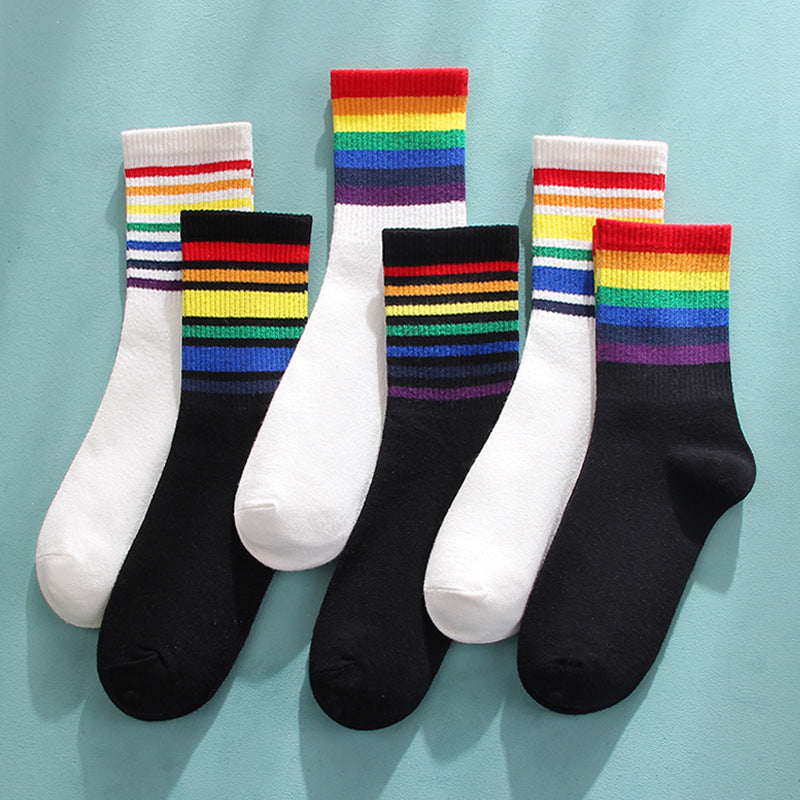 Rainbow Socks Meias femininas de algodão em meias tubulares