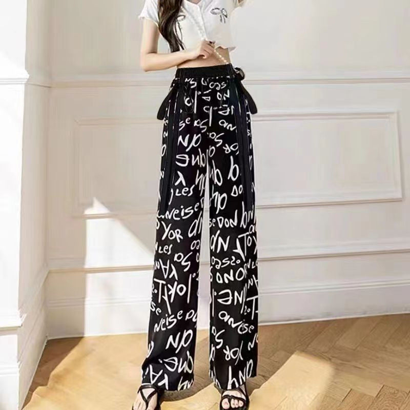 Hosen im chinesischen Stil mit Bindeband und weitem Bein