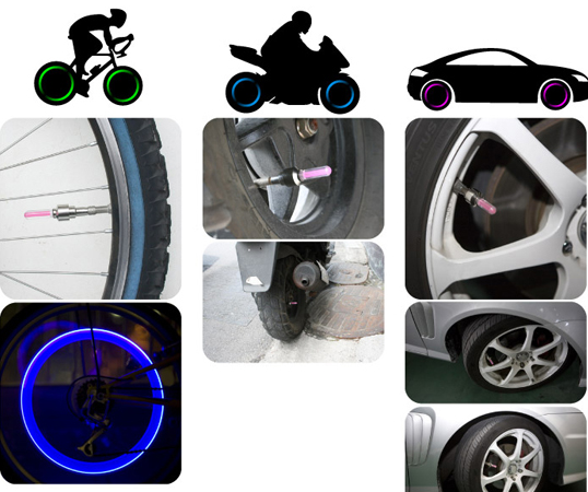 Luzes de pneu de automóvel Luzes de válvula Luzes de roda
