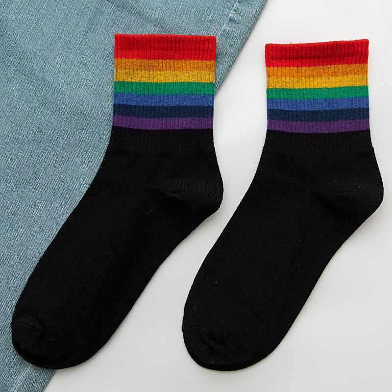 Rainbow Socks Meias femininas de algodão em meias tubulares