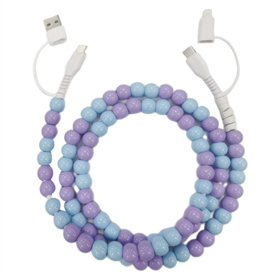 2-in-1 Ladekabel mit farbigen Perlen