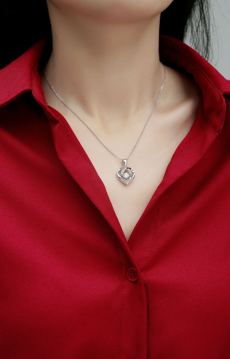 With You In My Heart – Um conjunto de pingente de colar moderno e moderno com Moissanite S925 de alta qualidade, banhado a prata e platina, pode ser testado com uma caneta de diamante