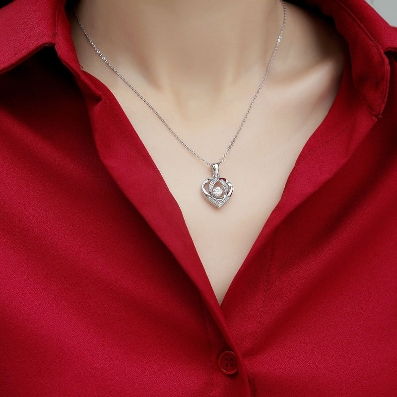 With You In My Heart – Um conjunto de pingente de colar moderno e moderno com Moissanite S925 de alta qualidade, banhado a prata e platina, pode ser testado com uma caneta de diamante