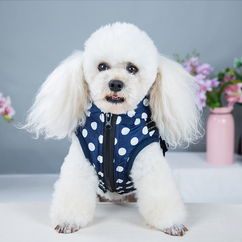 Casaco de Algodão com Pintas para Cão, Muito Vendido, Colete com Forro de Veludo Quente