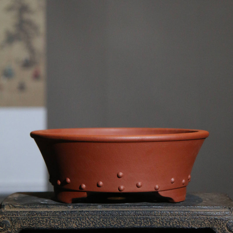 Purple Sand Flower Pot Round Drum Ding Drum Point Round Bowl Basin Raw Ore Mud Material Bonsai Basin