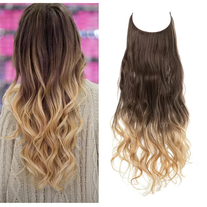 Wig Female Extension Chemical Fiber Long Curly Hair Matte High-temperature Fiber Fishing Thread Wig Set