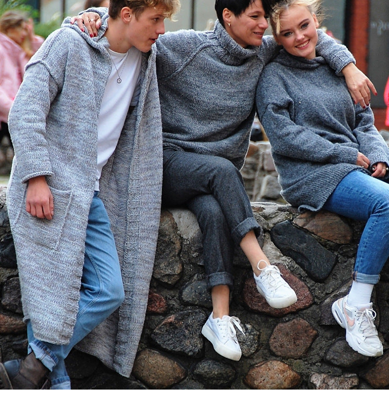 Knitwear  Loose Version Long Hoodie Cardigan Sweater Coat