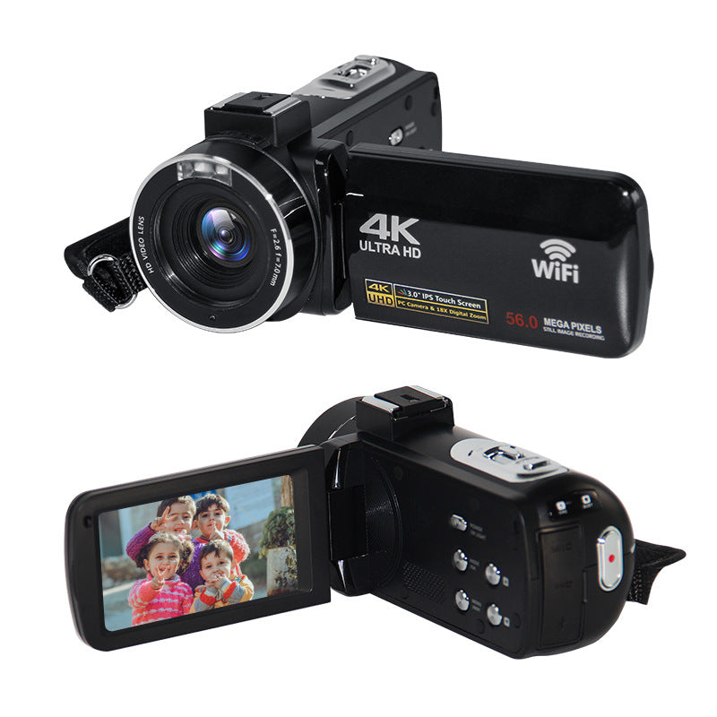 4K-Digitalcamcorder mit windgeschütztem Mikrofon und Aufhelllicht