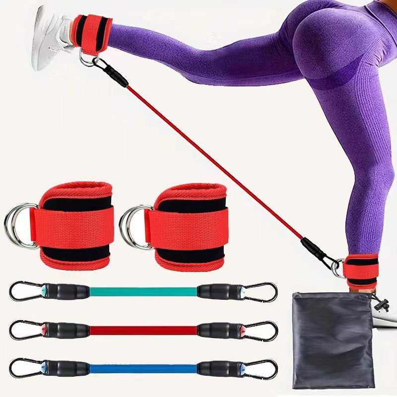 Widerstandsbänder mit Knöchelriemen, Hüft- und Beinkraft, Zugseil, Fitness, elastisches Training, Heim-Yoga, Pilates, Crossfit-Workout, Fitnessgeräte