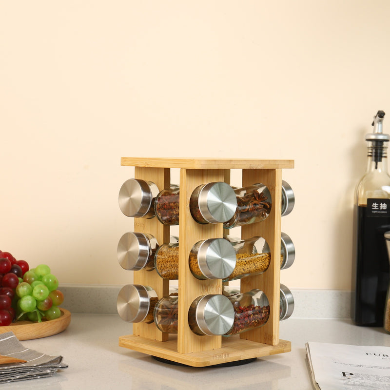 New Kitchen Supplies 430 Stainless Steel Glass Rotary Seasoning Can Set Seasoning Can