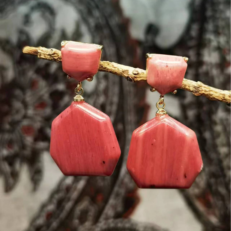 Gotas auriculares naturais de ametista olho de tigre e rodocrosita