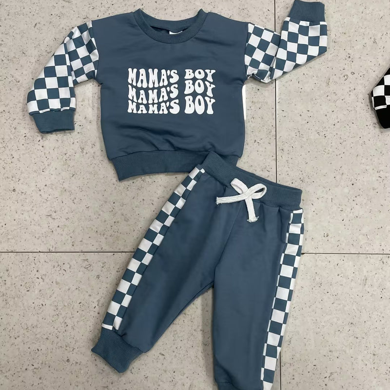 Children Plaid Printed Long-sleeve Sweater Set