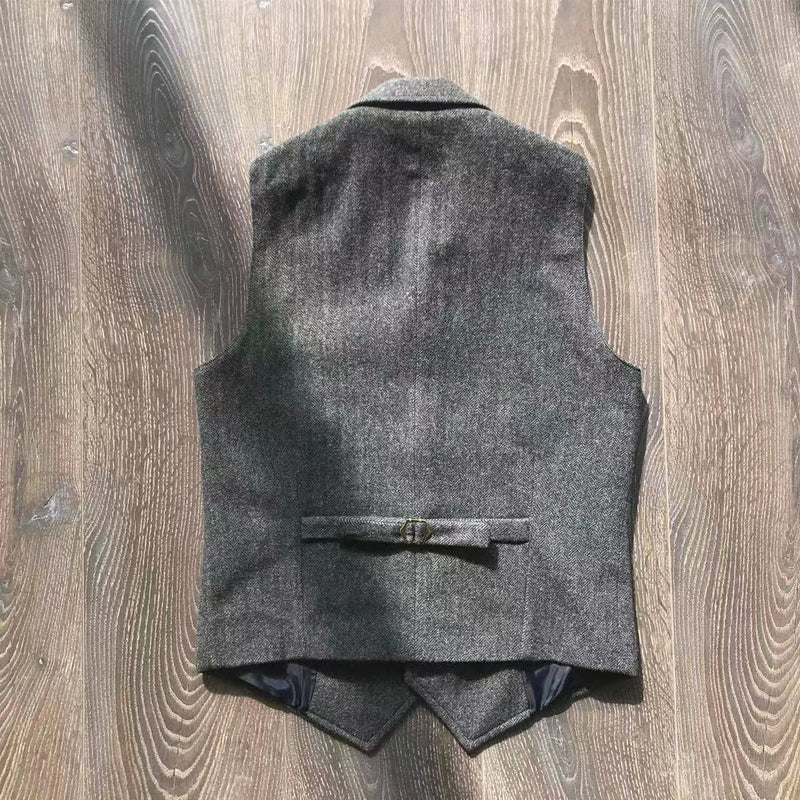 Herren Retro Khaki Jagd-Weste mit vielen Taschen im Freizeit-Stil