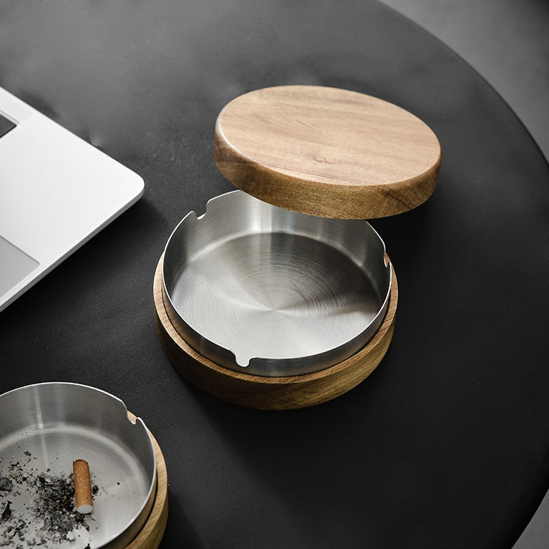 Round Ashtray Home Living Room With Lid Prevent Fly Ash