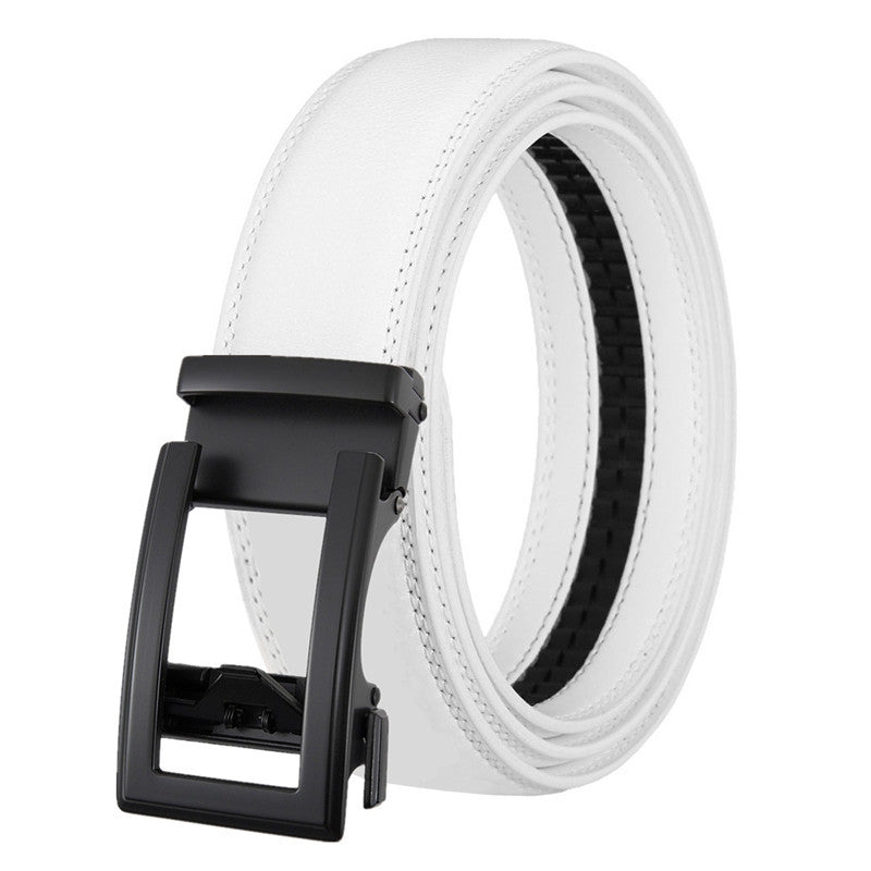 Men's Leather Belt Automatic Buckle Two-layer Cowhide Hollow