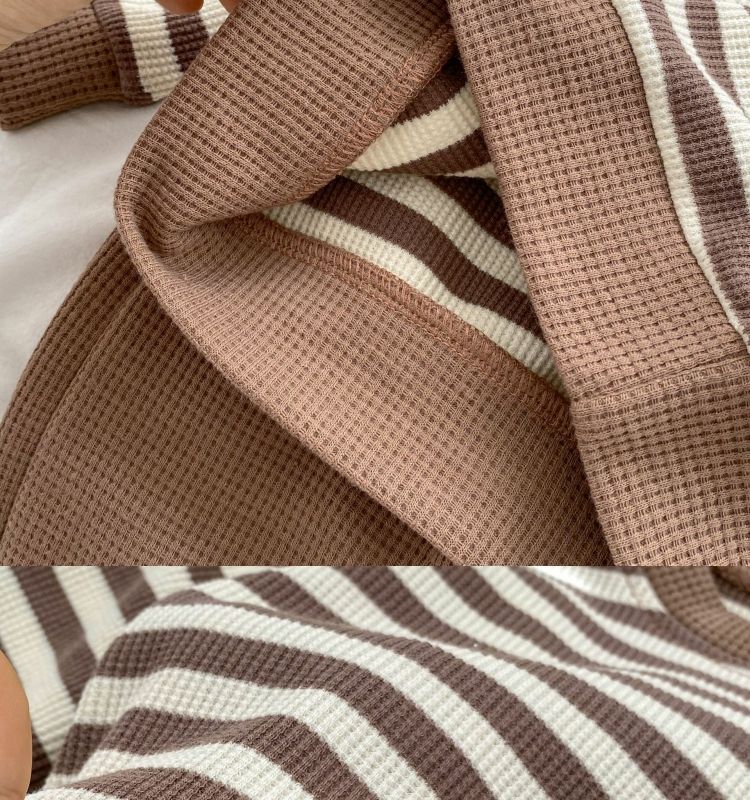 Baby Color Matching Striped Long-sleeved Top Pants Suit