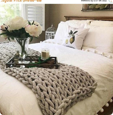 Ins handmade coarse wool woven chenille blanket