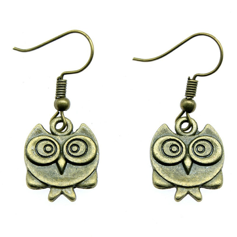 Retro Minimalist Handmade Jewelry Double-sided Owl Earrings
