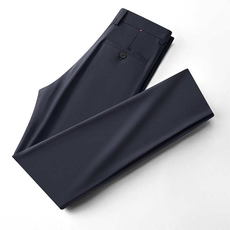 Summer Men's Suit Pants Ice Silk Thin Straight Loose
