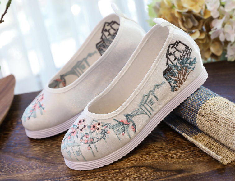 Frühlings- und Herbst-Antik-Studenten-Stickbaumwollschuhe