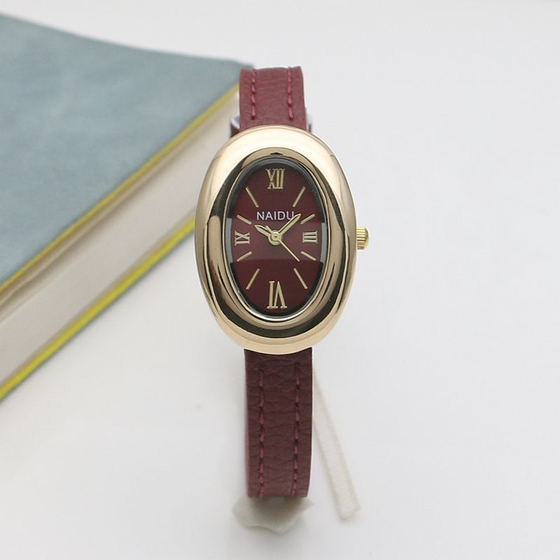 Oval Sub-dial Thin Strap Quartz Watch