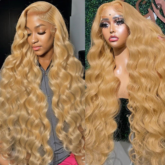 Light Gold Big Wave Lace Wig Head Cover