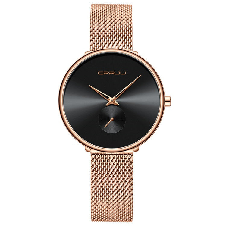 Damenarmbanduhr aus Edelstahl mit schlichtem Mesh-Armband