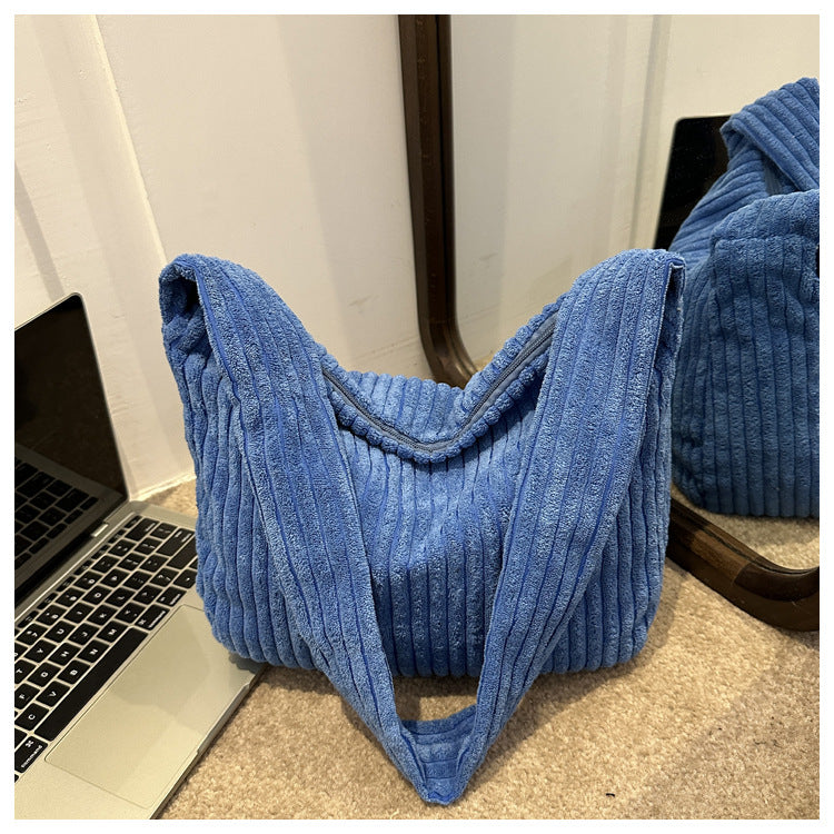 Casual Corduroy Womens Minimalist Shoulder Tote Bag