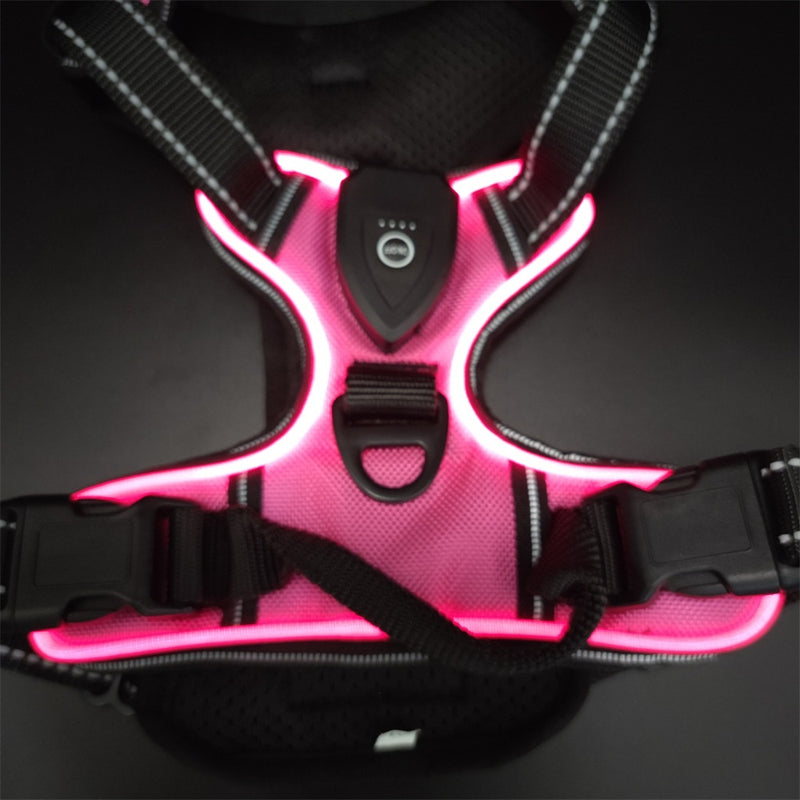 LED Pet Light-Up Harness Nighttime Dog Walking Anti-Collision Adjustable Flashing Vest For Cats And Dogs