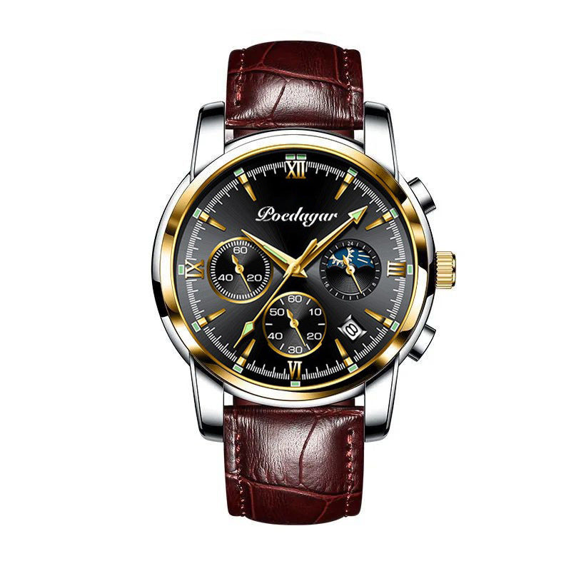 Montre multifonctionnelle pour hommes, montre-bracelet à Quartz étanche et lumineuse