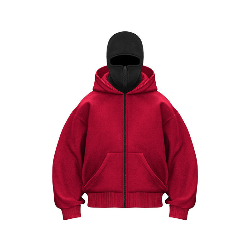 Moletom com capuz com zíper duplo masculino e feminino