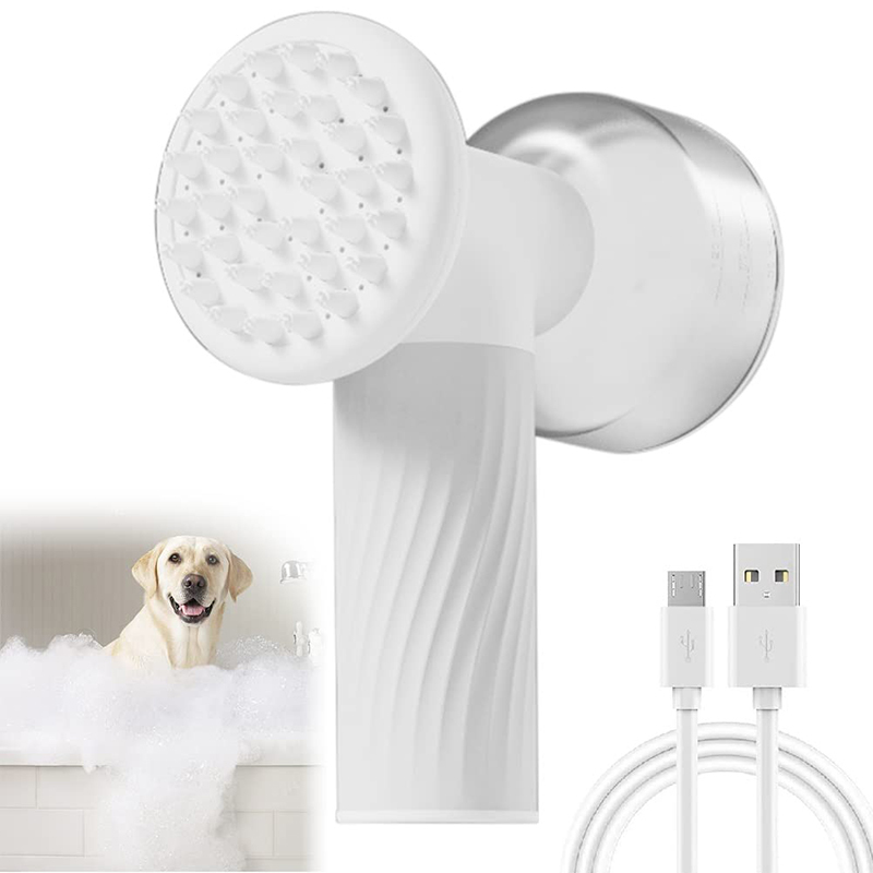 Escova de Banho Automática com Dispensador de Champô para Cão e Gato, Escova Elétrica de Massagem e Limpeza para Animais de Estimação, Pente de Banho para Cão e Gato