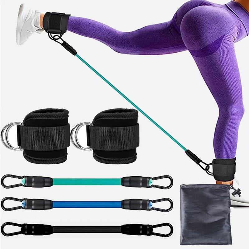 Widerstandsbänder mit Knöchelriemen, Hüft- und Beinkraft, Zugseil, Fitness, elastisches Training, Heim-Yoga, Pilates, Crossfit-Workout, Fitnessgeräte