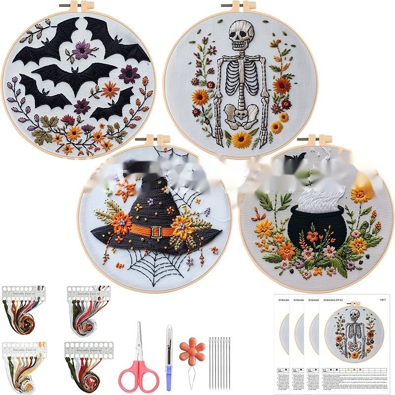 Stickmuster Totenkopf Fledermaus Stickerei Handgemachtes Material