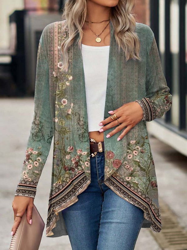 Xale Casaco Curto Cardigã Roupa Exterior Estilo Étnico