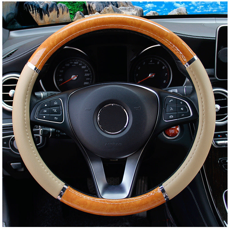 Peach Wood Grain Car Steering Wheel Cover