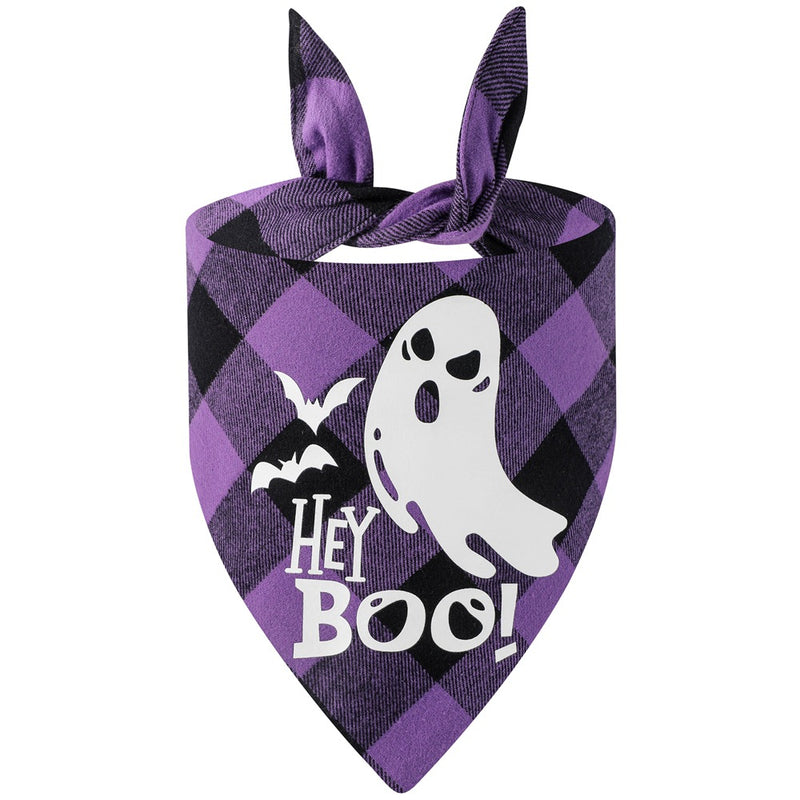 Lenço de Saliva para Animais de Estimação com Padrão Xadrez Luminoso para o Halloween