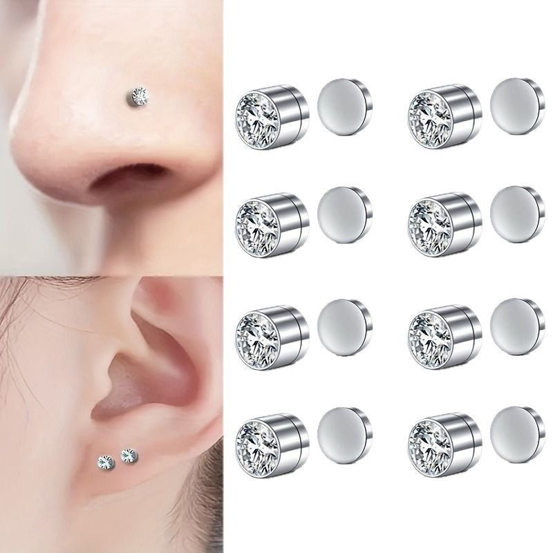 Rhinestone Diamond Magnet Ear Studs Women