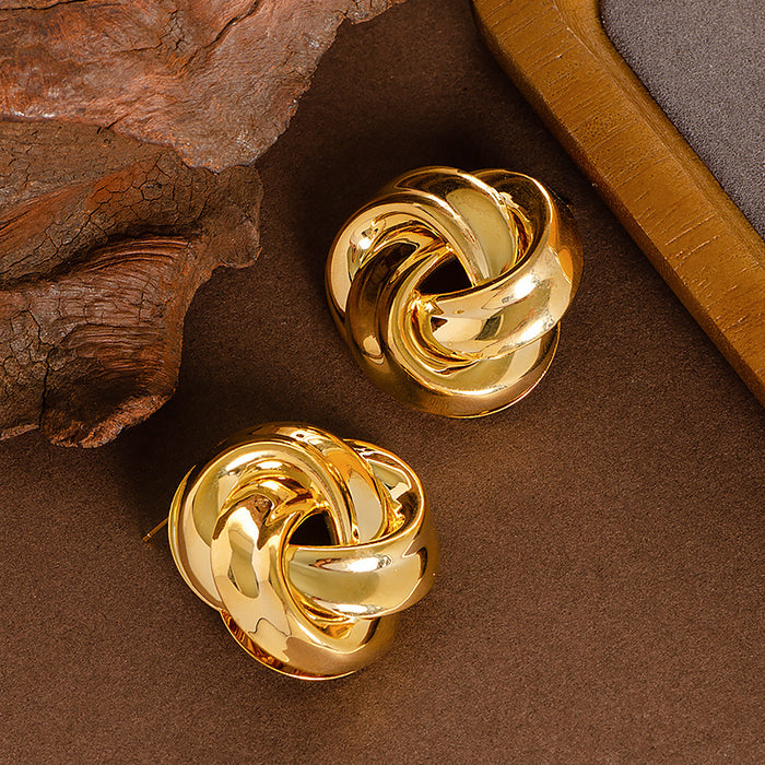 Multi-layer Twisted Twist Button Geometric Ear Studs