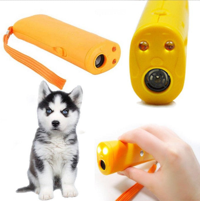 Verpackter batteriebetriebsloser Ultraschall-Hundeabweiser Hundetrainer Bellender Hund Taschenlampe