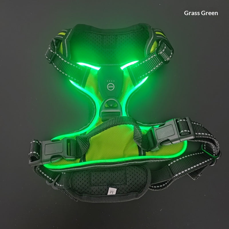 LED Pet Light-Up Harness Nighttime Dog Walking Anti-Collision Adjustable Flashing Vest For Cats And Dogs