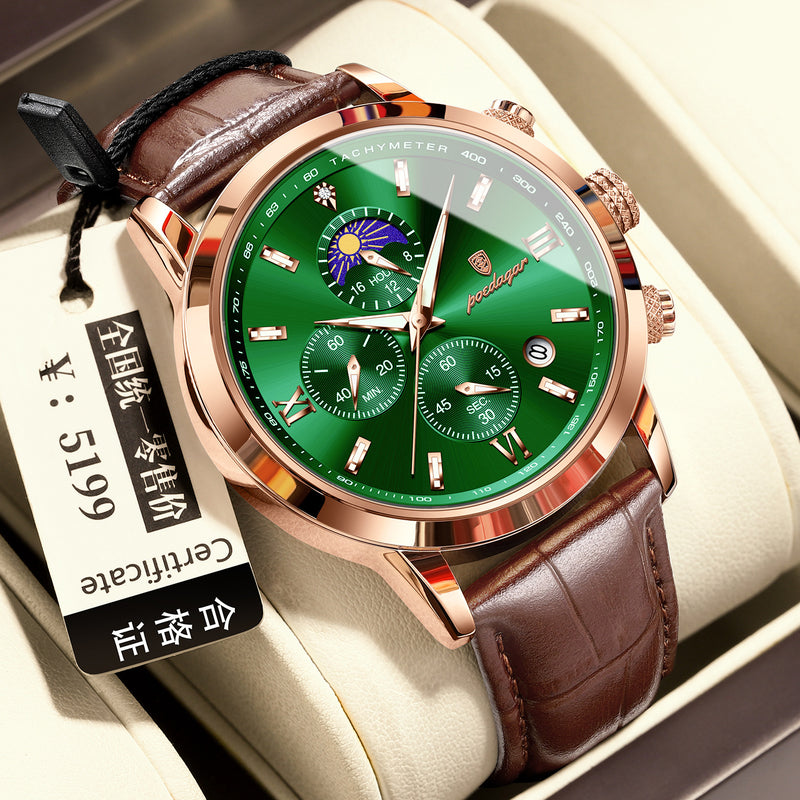 Multi-Function Sports Timing Moon Phase Men's Watch