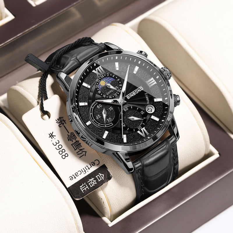 Einfacher multifunktionaler Chronograph, wasserdichte Quarzuhr