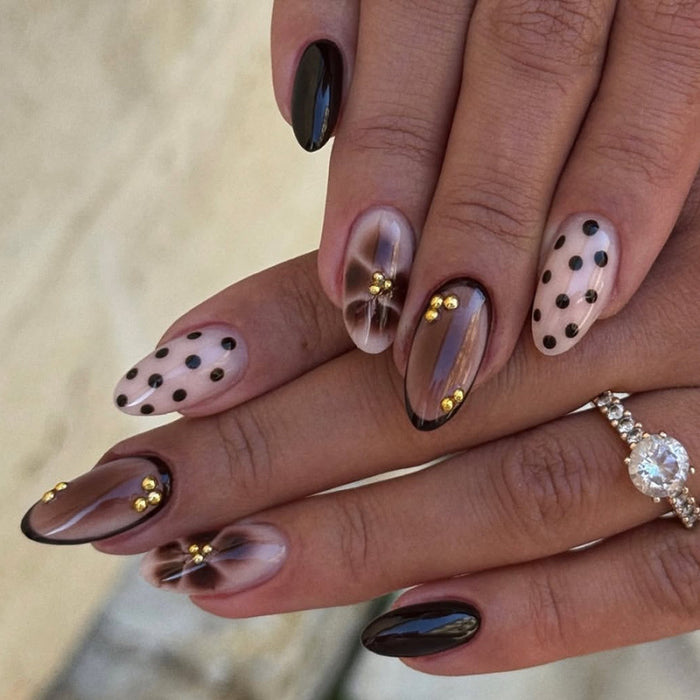 24-piece Cross-border Dark High-end Almond-shaped Press-on Nails