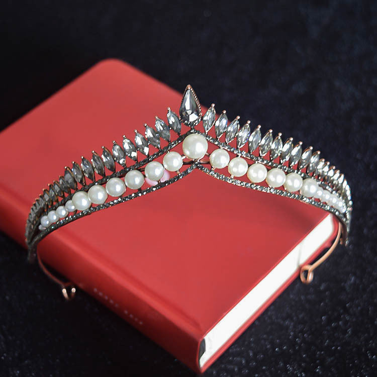 Coroa de noiva coreana com pérolas, acessório de cabeça simples e elegante, coroa estilo princesa, acessório de cabelo de sonho para influenciadoras digitais