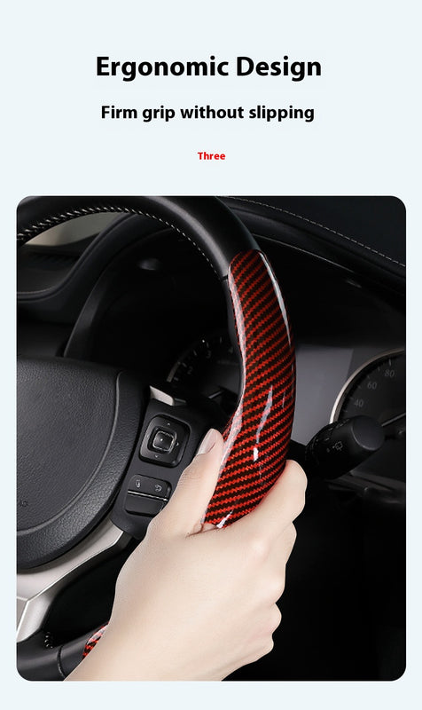 Car Carbon Fiber Pattern Glossy Car Steering Wheel Cover