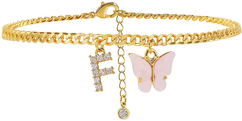 Butterfly Letter Feet Chain Fashion Inlaid Diamond Letter Acrylic
