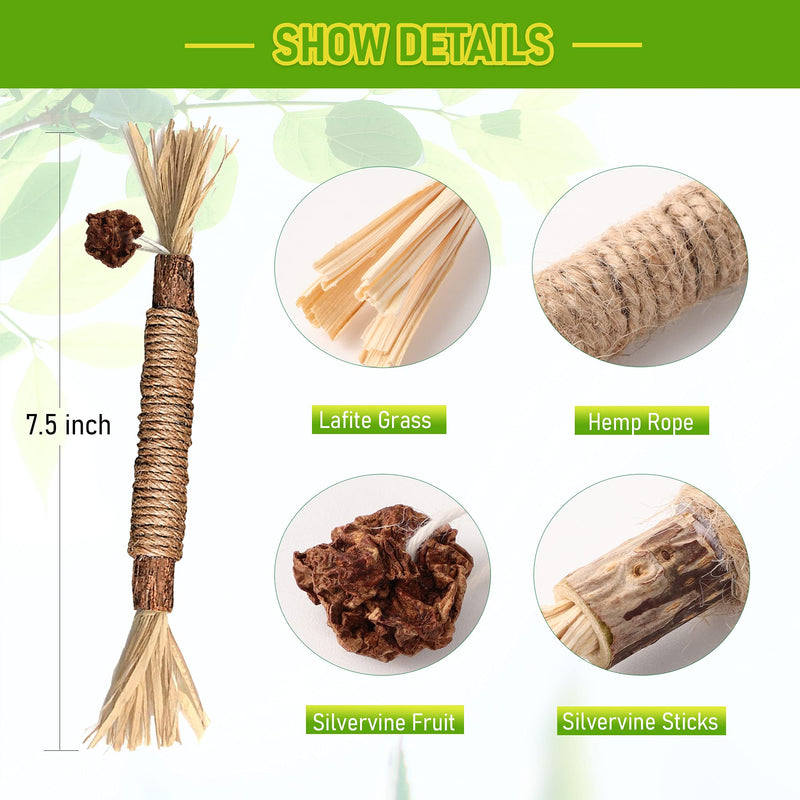 Varas de Silvervine Brinquedos de Roer para Gatos de Interior Cuidados Dentários Limpeza de Dentes, Brinquedos de Roer Naturais para Gatinhos e Gatos para a Saúde, Vara de Roer para Gatos Adequada para Todas as Raças de Gatos que Roem de Forma Agressiva