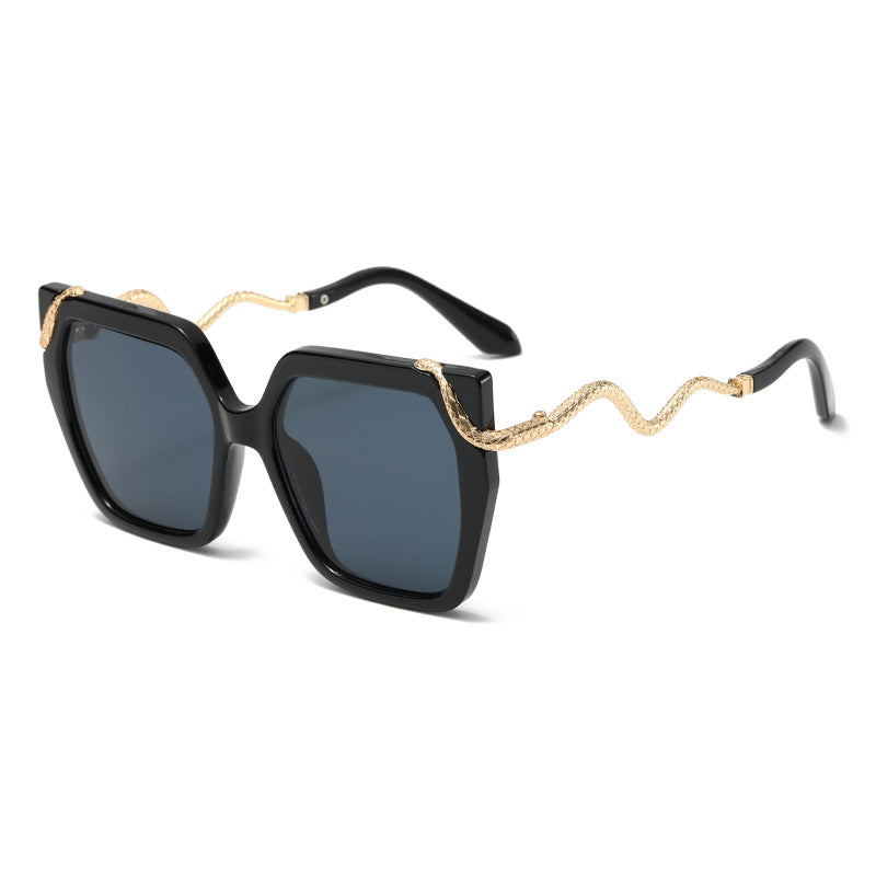 Retro quadratische Sonnenbrille mit Schlangenmuster für einen stylischen Look