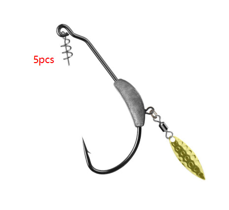 Nudefarbener Crankbait mit Bleikopf, bauchigem Kurbelhaken und Metallblatt-Köder